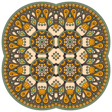 Mandala ile süslenmiş güzel bir kart. Vektör içinde yapılan geometrik daire ögesi