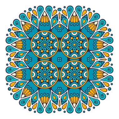 Mandala ile süslenmiş güzel bir kart. Vektör içinde yapılan geometrik daire ögesi