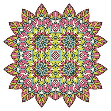 Mandala ile süslenmiş güzel bir kart. Vektör içinde yapılan geometrik daire ögesi