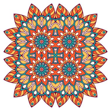 Mandala ile süslenmiş güzel bir kart. Vektör içinde yapılan geometrik daire ögesi