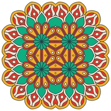 Mandala ile süslenmiş güzel bir kart. Vektör içinde yapılan geometrik daire ögesi