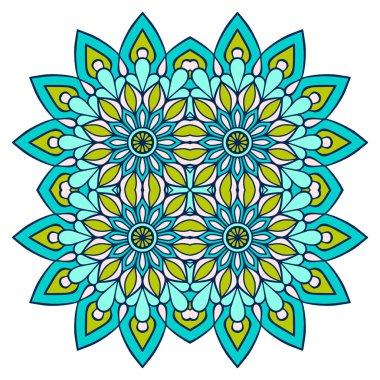 Mandala ile süslenmiş güzel bir kart. Vektör içinde yapılan geometrik daire ögesi