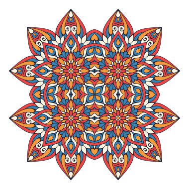 Mandala ile süslenmiş güzel bir kart. Vektör içinde yapılan geometrik daire ögesi