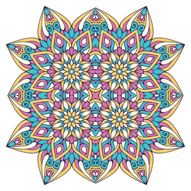 Mandala ile süslenmiş güzel bir kart. Vektör içinde yapılan geometrik daire ögesi