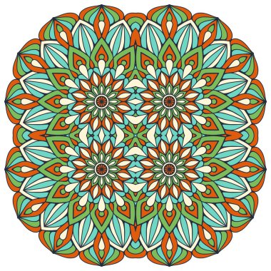 Mandala ile süslenmiş güzel bir kart. Vektör içinde yapılan geometrik daire ögesi