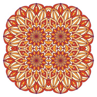 Mandala ile süslenmiş güzel bir kart. Vektör içinde yapılan geometrik daire ögesi