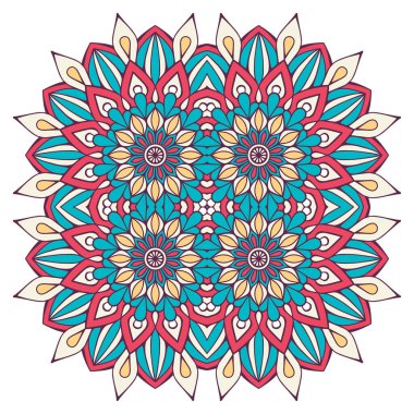 Mandala ile süslenmiş güzel bir kart. Vektör içinde yapılan geometrik daire ögesi