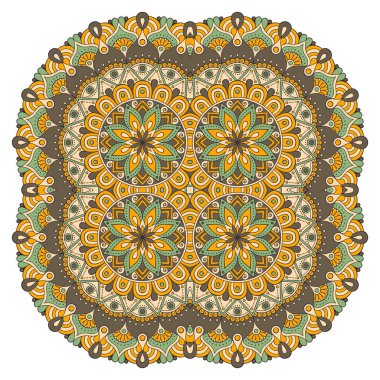 Mandala ile süslenmiş güzel bir kart. Vektör içinde yapılan geometrik daire ögesi