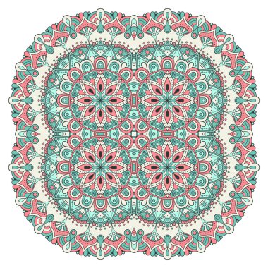 Mandala ile süslenmiş güzel bir kart. Vektör içinde yapılan geometrik daire ögesi