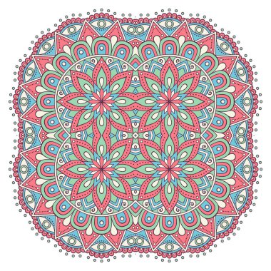 Mandala ile süslenmiş güzel bir kart. Vektör içinde yapılan geometrik daire ögesi