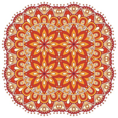 Mandala ile süslenmiş güzel bir kart. Vektör içinde yapılan geometrik daire ögesi
