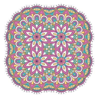 Mandala ile süslenmiş güzel bir kart. Vektör içinde yapılan geometrik daire ögesi