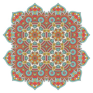 Mandala ile süslenmiş güzel bir kart. Vektör içinde yapılan geometrik daire ögesi