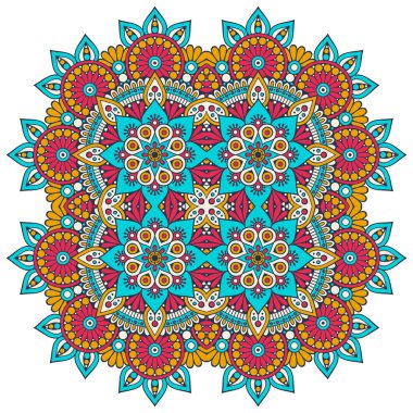 Mandala ile süslenmiş güzel bir kart. Vektör içinde yapılan geometrik daire ögesi