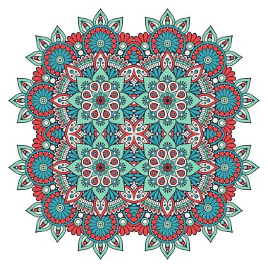 Mandala ile süslenmiş güzel bir kart. Vektör içinde yapılan geometrik daire ögesi