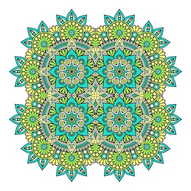 Mandala ile süslenmiş güzel bir kart. Vektör içinde yapılan geometrik daire ögesi