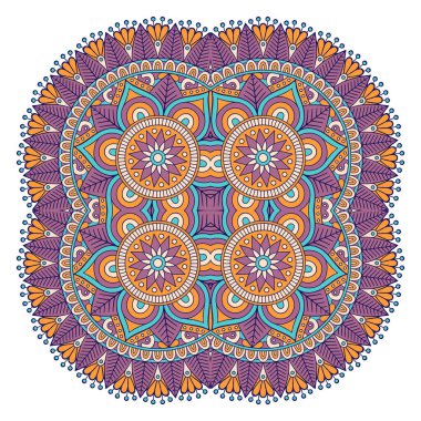 Mandala ile süslenmiş güzel bir kart. Vektör içinde yapılan geometrik daire ögesi