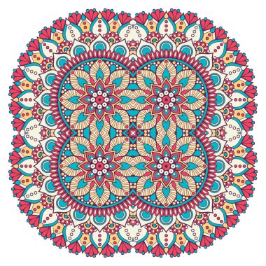 Mandala ile süslenmiş güzel bir kart. Vektör içinde yapılan geometrik daire ögesi