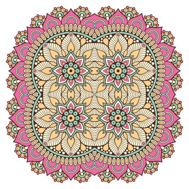 Mandala ile süslenmiş güzel bir kart. Vektör içinde yapılan geometrik daire ögesi