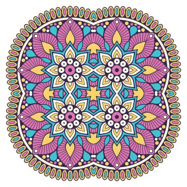 Mandala ile süslenmiş güzel bir kart. Vektör içinde yapılan geometrik daire ögesi