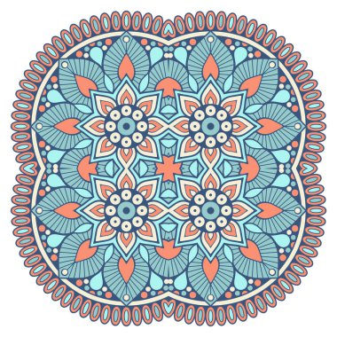 Mandala ile süslenmiş güzel bir kart. Vektör içinde yapılan geometrik daire ögesi