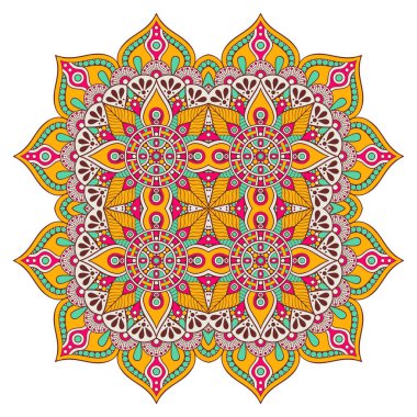 Mandala ile süslenmiş güzel bir kart. Vektör içinde yapılan geometrik daire ögesi