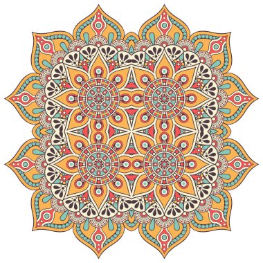 Mandala ile süslenmiş güzel bir kart. Vektör içinde yapılan geometrik daire ögesi