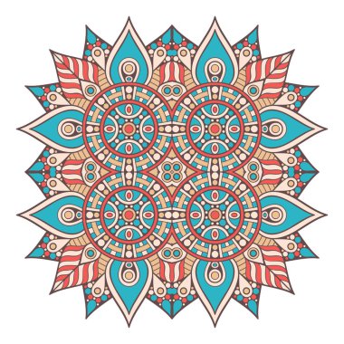 Mandala ile süslenmiş güzel bir kart. Vektör içinde yapılan geometrik daire ögesi