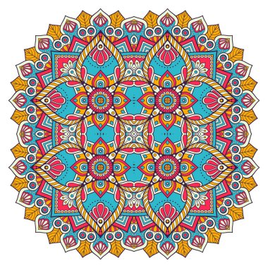 Mandala ile süslenmiş güzel bir kart. Vektör içinde yapılan geometrik daire ögesi