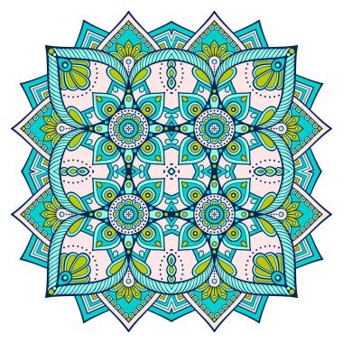 Mandala ile süslenmiş güzel bir kart. Vektör içinde yapılan geometrik daire ögesi