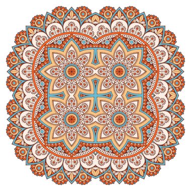 Mandala ile süslenmiş güzel bir kart. Vektör içinde yapılan geometrik daire ögesi