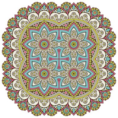 Mandala ile süslenmiş güzel bir kart. Vektör içinde yapılan geometrik daire ögesi