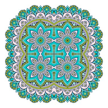 Mandala ile süslenmiş güzel bir kart. Vektör içinde yapılan geometrik daire ögesi