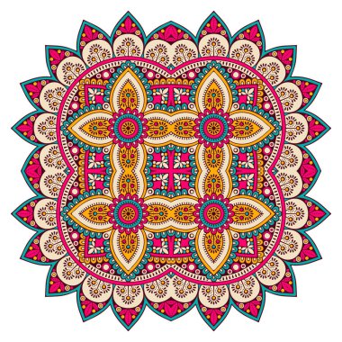 Mandala ile süslenmiş güzel bir kart. Vektör içinde yapılan geometrik daire ögesi