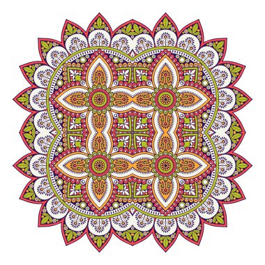 Mandala ile süslenmiş güzel bir kart. Vektör içinde yapılan geometrik daire ögesi