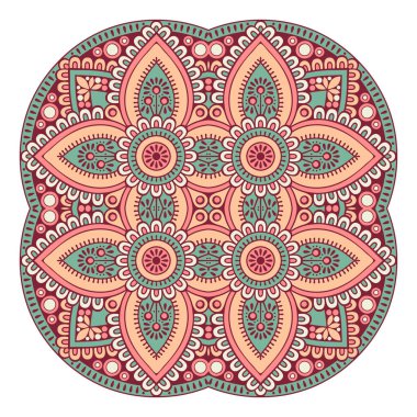 Mandala ile süslenmiş güzel bir kart. Vektör içinde yapılan geometrik daire ögesi