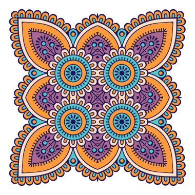 Mandala ile süslenmiş güzel bir kart. Vektör içinde yapılan geometrik daire ögesi