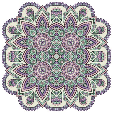 Mandala ile süslenmiş güzel bir kart. Vektör içinde yapılan geometrik daire ögesi