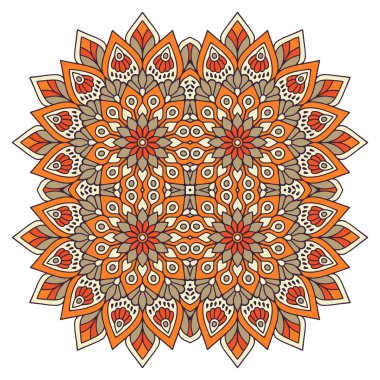 Mandala ile süslenmiş güzel bir kart. Vektör içinde yapılan geometrik daire ögesi
