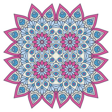 Mandala ile süslenmiş güzel bir kart. Vektör içinde yapılan geometrik daire ögesi