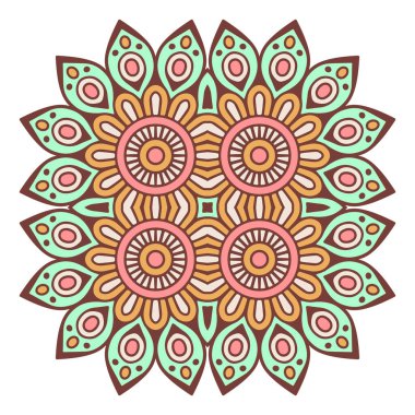 Mandala ile süslenmiş güzel bir kart. Vektör içinde yapılan geometrik daire ögesi