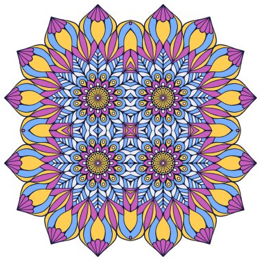 Mandala ile süslenmiş güzel bir kart. Vektör içinde yapılan geometrik daire ögesi