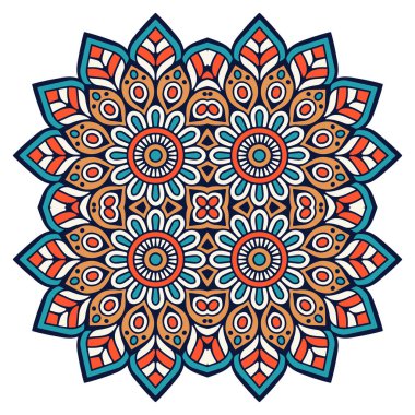 Mandala ile süslenmiş güzel bir kart. Vektör içinde yapılan geometrik daire ögesi