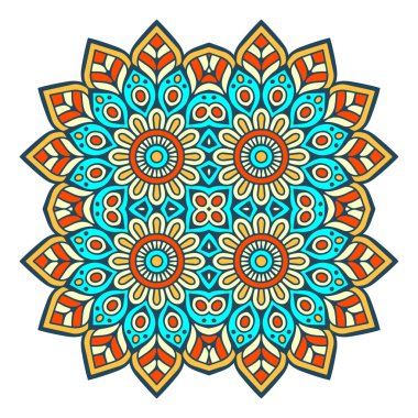 Mandala ile süslenmiş güzel bir kart. Vektör içinde yapılan geometrik daire ögesi