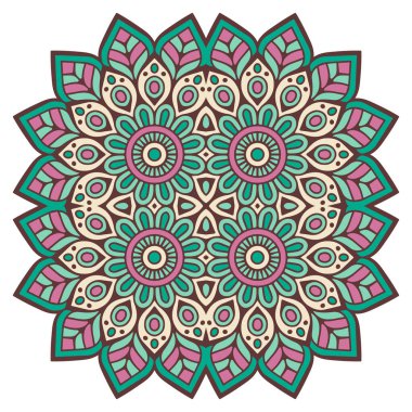 Mandala ile süslenmiş güzel bir kart. Vektör içinde yapılan geometrik daire ögesi