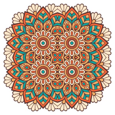 Mandala ile süslenmiş güzel bir kart. Vektör içinde yapılan geometrik daire ögesi