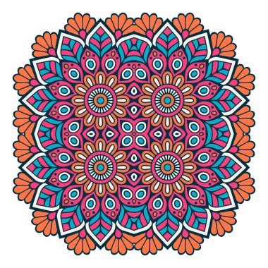 Mandala ile süslenmiş güzel bir kart. Vektör içinde yapılan geometrik daire ögesi