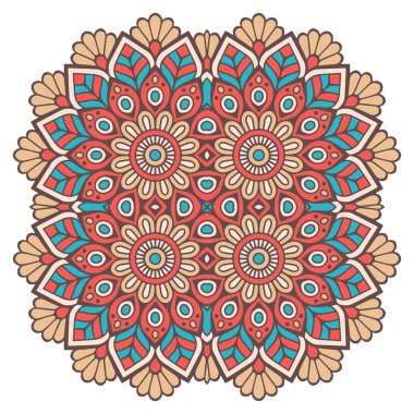 Mandala ile süslenmiş güzel bir kart. Vektör içinde yapılan geometrik daire ögesi