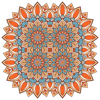 Mandala ile süslenmiş güzel bir kart. Vektör içinde yapılan geometrik daire ögesi