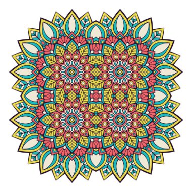 Mandala ile süslenmiş güzel bir kart. Vektör içinde yapılan geometrik daire ögesi